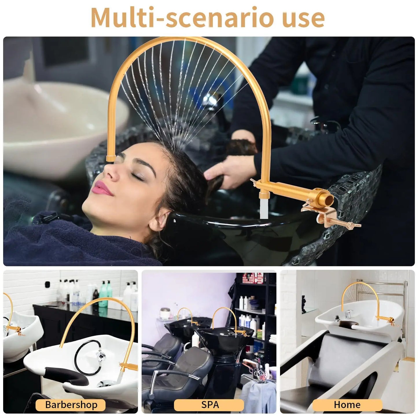 水循環ヘッドスパフレーム&ピローセット|180°角度調整可能・ウォーターポンプ付き・金属固定式|美容室用マッサージシャワー機器