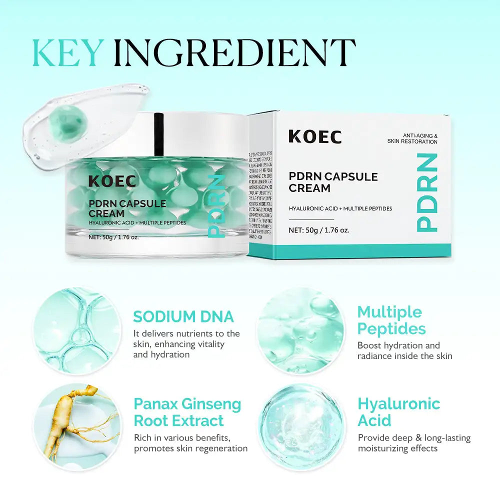 KOEC ヒアルロン酸＆多ペプチドカプセルクリーム 50g – 保湿・エイジングケア・高麗人参配合」